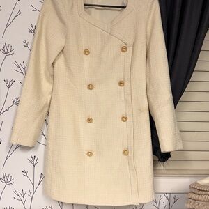 MOTF Cream Bouclé Double-Breasted Pea Coat